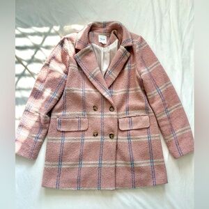 LeLis Pink Plaid Double-Breasted Blazer